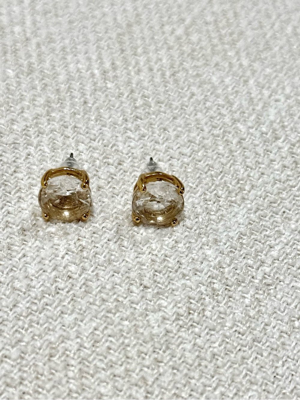 Kate Spade New York Clear Crystal Gold-Tone Round Stud Earrings